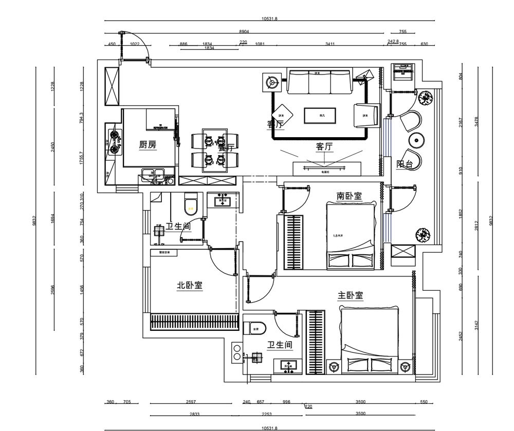 海信灵山湾三室120m²装修实景图